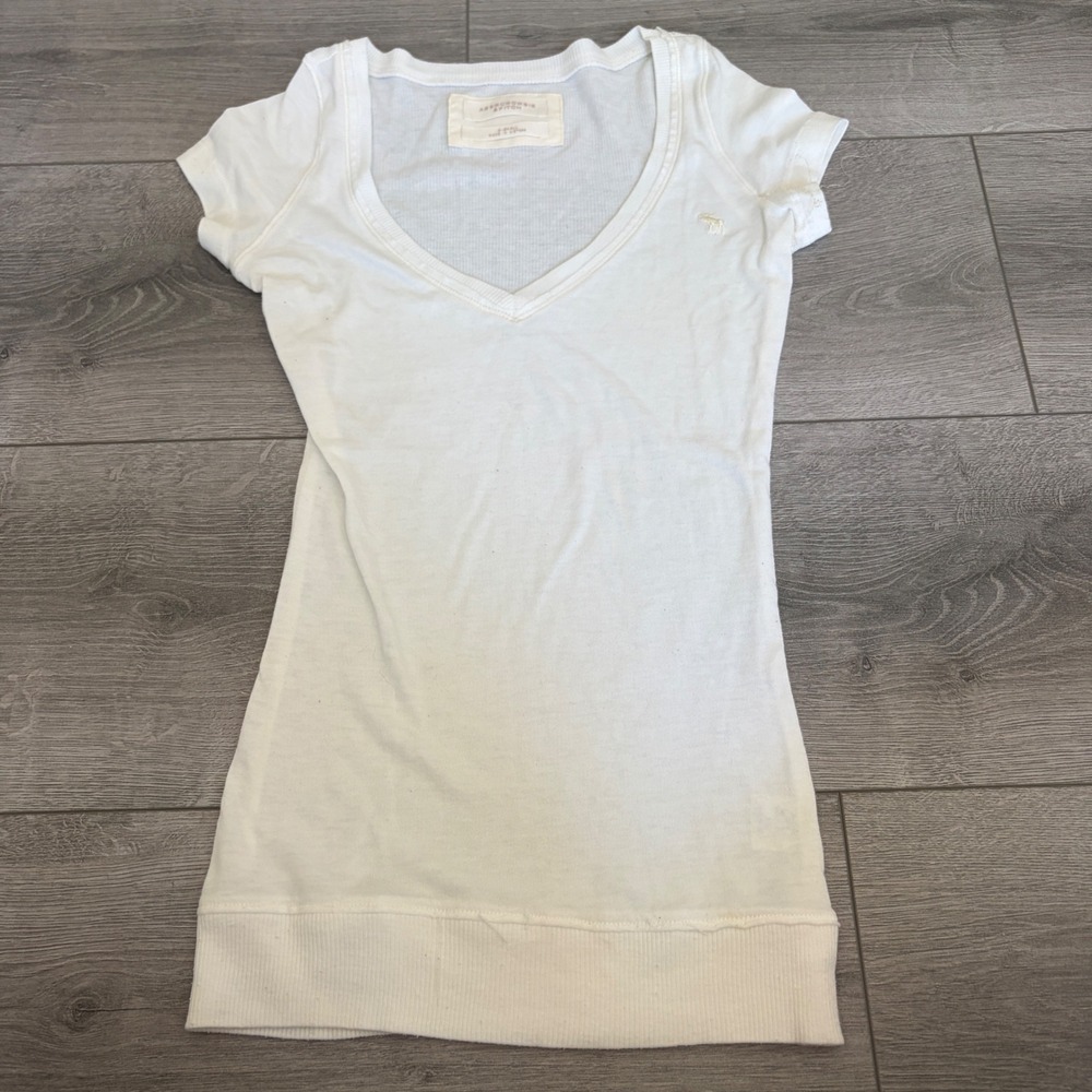 Abercrombie & Fitch Babydoll White V-Neck Womens Size XS Vintage Y2K Bella Swan